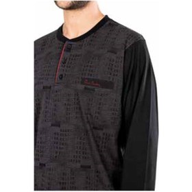 Resim Pierre Cardin Erkek Uzun Kollu Jakarlı Özel Kutulu Pijama Takımı Füme 