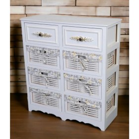 Resim Woodluck Ahşap 8 Çekmeceli Hasır Görünümlü Sebzelik 