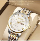 Resim Prestigegoods Skmeı 7071 İş Moda Erkek Takvim Kuvars İzle Metal Kayış Bilek Saati - Gümüş + Altın / Siyah Kadran Çok Renkli 