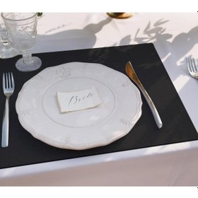 Resim Siyah Figüratif Çiçek Kumaş Amerikan Servis 4'lü Set Keten, Ulusl. Yıkama Ve Solmama Sertifikası Çok Renkli 