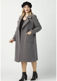 Resim Moda Berray 904 Gri Mono Yaka Torba Cepli Kaşe Kaban Gri 