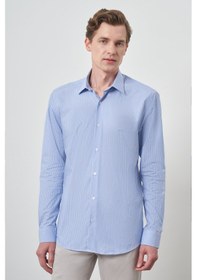 Resim Erkek A. Mavi Pamuk Trend Slim Fit Sert Yaka Gömlek 25mc004056311 A. Mavi A. Mavi 