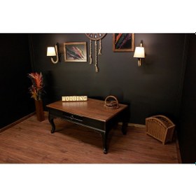 Resim Wooding 100 Cm Masif Ceviz Siyah Orta Sehpa 