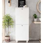 Resim Chancolye Beyaz 2 Kapaklı Çamaşır Sepetli Banyo Dolabı 