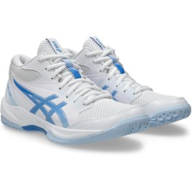 Resim Asics GEL-TASK MT 4 Kadın Beyaz Mavi Voleybol Ayakkabısı 1072A105-102 