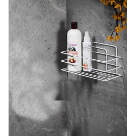 Resim Sas Ömür Boyu Paslanmaz Yapışkanlı Banyo Düzenleyici Şampuanlık Duş Rafı Beyaz Tş-01 