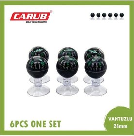 Resim Vantuzlu Pusula Üniversal Masaüstü Oto Torpido Üstü Mini Boy 6lı Set 28mm Siyah 1 Adet 
