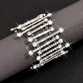 Resim Muhteşem Lüks Parlak Esnek Taşlı Bilezik Kadınlar Parti Banket Hediyeleri için 