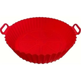 Resim Dashanshop Kolay Temizlenir Kırmızı Air Fryer Yapışmaz 18 Inç Fırın Mikrodalga Uyumlu Sağlıklı Kızartma 