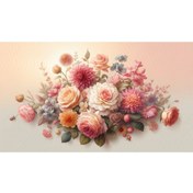 Resim Venspor Pastel Çiçek Buketi Arkaplanı, Romantik ve Zarif Tasarım, Duvar Örtüsü 200x150cm 