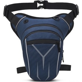 Resim Hombey Motosiklet Bacak Çantası Erkek, Su Geçirmez, 3 Fermuarlı Cep, Kulaklık Jack, Reflektif Öğeler, Konforlu Solunum Ağı, Ayarlanabilir Kemerler, Lacivert Koyu Mavi 