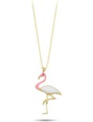 Resim Flamingo Altın Kolye Mineli 