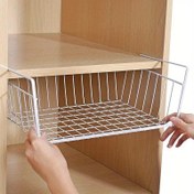 Resim Rustik Metal Askılı Sepet Düzenleyici – Deliksiz, Çok İşlevli Mutfak, Masa, Banyo için Depolama – Avrupa Stili Demir Raf Altı Askılı Sepet 
