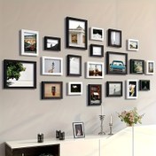 Resim 20 parça yaratıcı kombinasyon fotoğraf çerçevesi seti - klasik ev duvar fotoğrafı dekorasyonu. Yatak odası ve oturma odası için uygun. İki seçenek mevcut: 12,7 cm, 17,78 cm, 25,4 cm 
