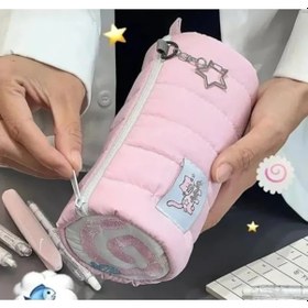 Resim Pembe Renkli Kalemlik Çanta, Kırtasiye Ve Makyaj Düzenleyici Rulo 