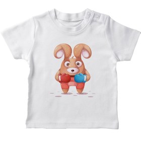 Resim Angemiel Baby Boksör Tavşan Erkek Bebek Tişört Beyaz B1076MDBBKETSRT 