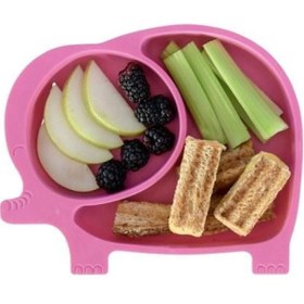 Resim ® Bebek ve Çocuk için Sevimli Fil Model Desenli Yemek Bebek Mama Kabı Bölmeli Tabak 