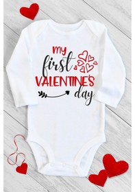 Resim Tuğbababy Baby Ilk Sevgililer Günüm Uzun Kol Çıtçıtlı Bebek Body Kız Erkek Beyaz 