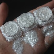 Resim Kaba Simli Beyaz Bulut Mermer Parıltılı Taneler - PVC Işıldayan El Yapımı Malzemeler için Slime, Tırnak Sanatı, Kozmetik ve Reçine El Sanatları 