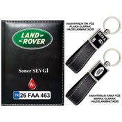 Resim Plakanıza Özel Land Rover Logolu Siyah Ruhsat Kabı Ve Anahtarlık 