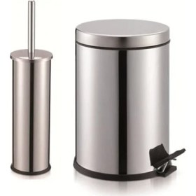 Resim Pedallı Çöp Kovası ve Klozet Fırçası 