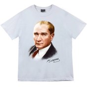 Resim fame-stoned Unisex Beyaz Mustafa Kemal Atatürk Baskılı T-shirt 