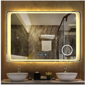 Resim GLOBAL LED MIRROR 80x120 Cm Makyaj Aynalı Dokunmatik Tuşlu Buğu Yapmayan Ledli Banyo Aynası 