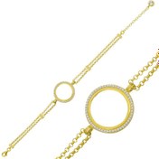 Resim Gümüş Çeyrek Takılabilen Altın Kaplama Kadın Bileklik 