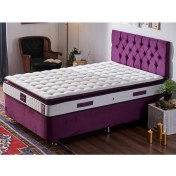Resim Niron Purple Yatak Seti 120x200 cm Tek Kişilik Yatak Baza Başlık Takımı - Orta Sert Yatak Mor Baza ve Başlığı 
