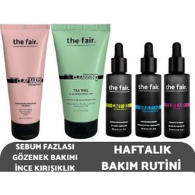 Resim The Fair Sebum Fazlası İçin Gözenek Bakımı Seti İnce Kırışıklık Haftalık Bakım Rutini Seti Yeni Set 