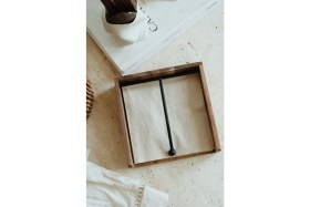 Resim Dekorz Dükkan Akasya Kare Peçetelik(Siyah Demir Detaylı) 