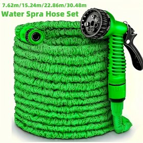 Resim 1 Adet Genişletilebilir Bahçe Hortumu ile 7 Modlu Yüksek Basınçlı Püskürtme Tabancası - Geri Çekilebilir Nano Kauçuk Lateks Hortum (7.62m/15.24m/22.86m/30.48m) - Hafif, Sızdırmaz & Bükülmez Araba Yıkama, Evcil Hayvan Banyosu, Bahçe için - Pirinç Bağlantı Parçaları & Polyester Kaplama, Bahçe Hortumu Genişletilebilir, Dış Mekan Temizlik Aracı, Ergonomik Püskürtme Tabancası, Dayanıklı Yapı, Ev Bahçıvanları 