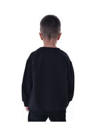 Resim Erkek Çocuk Siyah Sweatshirt %100 Pamuk 12 Ay 5 Yaş Rahat Kalıp Basic Günlük Üst Siyah 