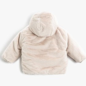 Resim Kız Bebek Kapüşonlu Peluş Mont 