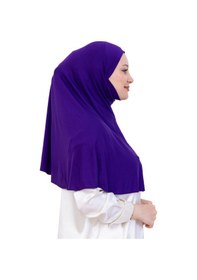 Resim Modish Group Hazır Başörtüsü Pratik İslami Giyim Penye Peçeli Türban Namaz İçin Yumuşak Eşarp Mor 