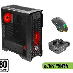 Resim Green Striker Midtower Gaming Bilgisayar Kasası (3×120mm Fan, 6 Fan Desteği, Siyah) – 600W 80+ PSU 