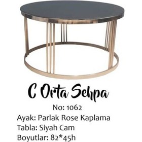 Resim Brc Orta Sehpa C 1062 Model Düz Siyah Temper Cam Metal Transmisyo 