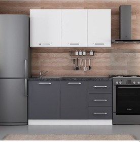 Resim Minar 155 Cm Mutfak Dolabı Beyaz Antrasit 155-a1 