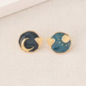Resim Boho Şık Çinko Alaşım Asimetrik Geometrik Hilal Ay Ve Güneş Çivili Küpeler, Vintage Stil, Mavi Ramazan Takısı Kadınlar İçin, Tüm Mevsimlere Uygun, Günlük Giyim Ve Hediyelik Eşya, Ramazan Bayramı Hediyesi 