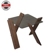 Resim Roman Cam Yan Sehpa Mini Koyu Meşe / Çiçeklik Sehpa 