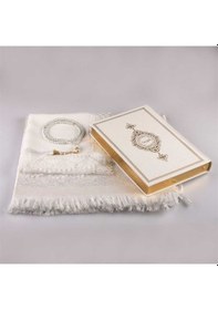 Resim Şal + Seccade + Tesbih + Kuran Hediye Seti (Orta Boy. Beyaz) N11.3750 