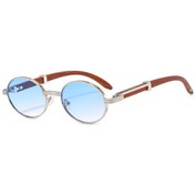 Resim Vabbon Retro Ahşap Tahıl Gözlüğü - Unisex Oval Güneş Gözlüğü Uv Koruma Moda Aksesuarmavi51gri Gri 