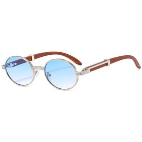 Resim Vabbon Retro Ahşap Tahıl Gözlüğü - Unisex Oval Güneş Gözlüğü Uv Koruma Moda Aksesuarmavi51gri Gri 