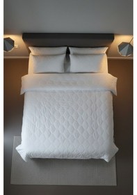 Resim Ultra Yumuşak Kapitone Silikon Yorgan Tek Kişilik 155x215cm 1 Adet Yastık Koruyucu Kılıf Dahil Beyaz 