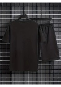 Resim Startmore Erkek Beyaz''renkli Built Different Baskılı'' Basic Oversize T-shirt- Şort Takım Strup0000000000014 Siyah 