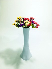 Resim Uzun Geniş Taban 40cm Düz Beyaz 7 Renk Fındık Tomurcuk Güllü Vazo 