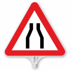 Resim Hayat Trafik Her İki Taraftan Daralan Yol Üçgen Levha Çift Taraflı Baskı 