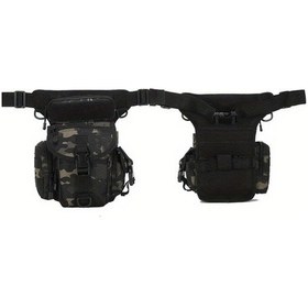 Resim Maxaccess Kara Kamuflaj Taktiksel Bacak Çantası - Ayarlanabilir Outdoor Bel Çantası Yürüyüş Bisiklet Motosiklet Dayanıklı Siyah Kamuflaj 