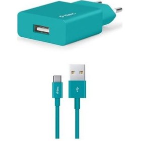Resim Ttec Smartcharger Seyahat Şarj Aleti 2.1A + Type-C Kablo Turkuaz 
