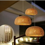 Resim Bamboo Woven Lampshade, Geleneksel Çin Tarzı Yemek Odası, Çay Evi veya Zen Temalı Alanlar İçin - E26E27 Baş Değiştirme, Rustik Kare Tasarım, Kablolama Dahil Değil, Bamboo Dekor 
